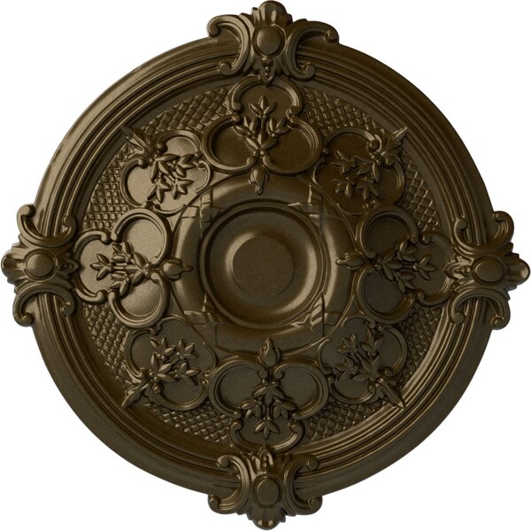 Ekena Millwork Hamilton Ceiling Medallion (Fits Canopies up to 3 3/4"), Hand-Painted Brass, 17 3/8"OD x 1 3/4"P CM17HABRS - main